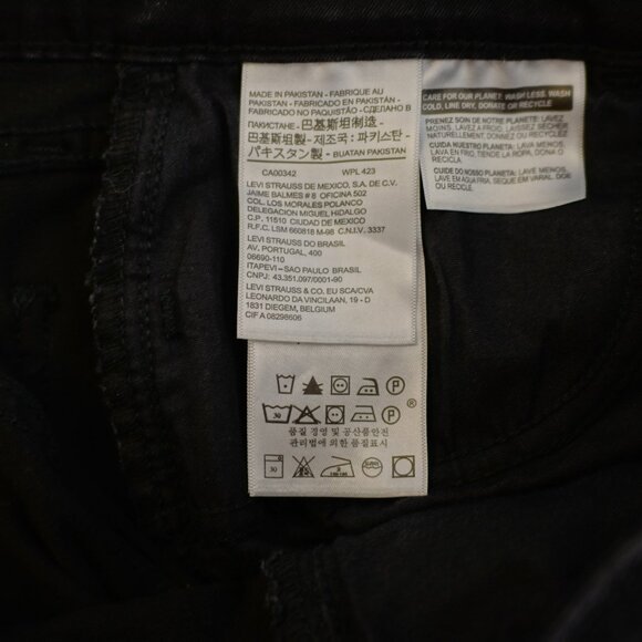 Levi's Super Skinny Black Factory Distressed Raw Denim Jeans -29- 29 / 29.5 Mid - Picture 9 of 11